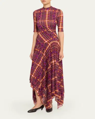 Diane von Furstenberg argot Plaid-Print esh Handkerchief axi Dress | Thumbnail 2 Diane von Furstenberg argot Plaid-Print esh Handkerchief axi Dress | Thumbnail 2