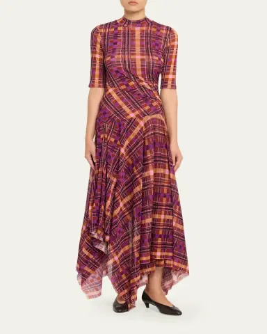 Diane von Furstenberg argot Plaid-Print esh Handkerchief axi Dress | Thumbnail 4 Diane von Furstenberg argot Plaid-Print esh Handkerchief axi Dress | Thumbnail 4