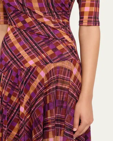 Diane von Furstenberg argot Plaid-Print esh Handkerchief axi Dress | Thumbnail 5 Diane von Furstenberg argot Plaid-Print esh Handkerchief axi Dress | Thumbnail 5