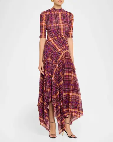 Diane von Furstenberg argot Plaid-Print esh Handkerchief axi Dress | Thumbnail 10 Diane von Furstenberg argot Plaid-Print esh Handkerchief axi Dress | Thumbnail 10