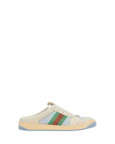 Gucci GG Pearly Denim and Leather Screener Mules | Thumbnail 1 Gucci GG Pearly Denim and Leather Screener Mules | Thumbnail 1