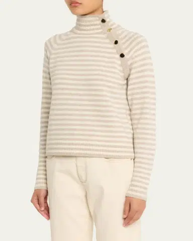 Max Mara Striped Turtleneck Cashmere Sweater | Thumbnail 4 Max Mara Striped Turtleneck Cashmere Sweater | Thumbnail 4