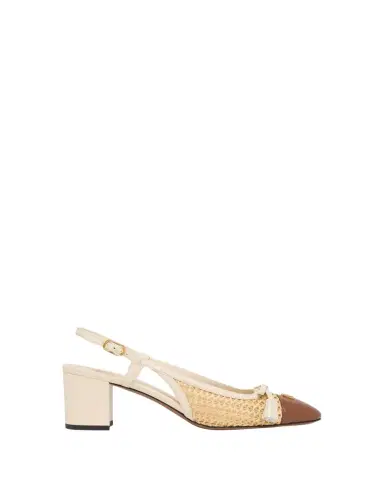 Valentino Garavani 60mm VLogo Raffia and Leather Slingback Pumps | Thumbnail 1 Valentino Garavani 60mm VLogo Raffia and Leather Slingback Pumps | Thumbnail 1