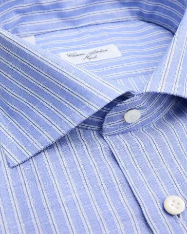 Cesare Attolini Men's Cotton and Linen Multi-Stripe Dress Shirt | Thumbnail 2 Cesare Attolini Men's Cotton and Linen Multi-Stripe Dress Shirt | Thumbnail 2