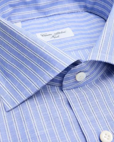 Cesare Attolini Men's Cotton and Linen Multi-Stripe Dress Shirt | Thumbnail 3 Cesare Attolini Men's Cotton and Linen Multi-Stripe Dress Shirt | Thumbnail 3