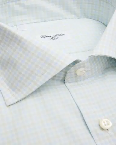 Cesare Attolini Men's Micro-Gingham Cotton Dress Shirt | Thumbnail 2 Cesare Attolini Men's Micro-Gingham Cotton Dress Shirt | Thumbnail 2