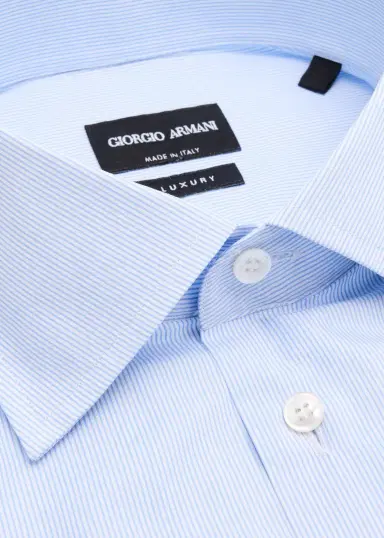 Giorgio Armani Men's Micro-Stripe Luxury Line Cotton Dress Shirt | Thumbnail 2 Giorgio Armani Men's Micro-Stripe Luxury Line Cotton Dress Shirt | Thumbnail 2