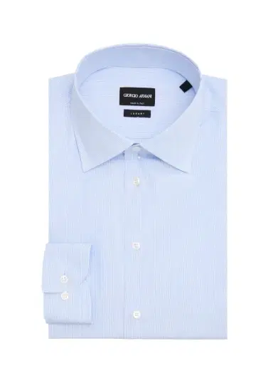 Giorgio Armani Men's Micro-Stripe Luxury Line Cotton Dress Shirt | Thumbnail 1 Giorgio Armani Men's Micro-Stripe Luxury Line Cotton Dress Shirt | Thumbnail 1