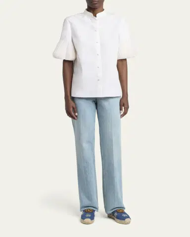Valentino Garavani VLogo Floral-Embroidered Denim Espadrille Mules | Thumbnail 3 Valentino Garavani VLogo Floral-Embroidered Denim Espadrille Mules | Thumbnail 3