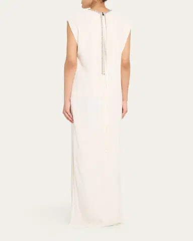 Lanvin Embroidered Charmeuse Dress | Thumbnail 3 Lanvin Embroidered Charmeuse Dress | Thumbnail 3