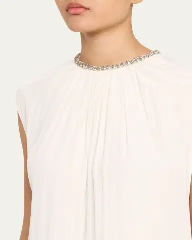 Lanvin Embroidered Charmeuse Dress | Thumbnail 5 Lanvin Embroidered Charmeuse Dress | Thumbnail 5