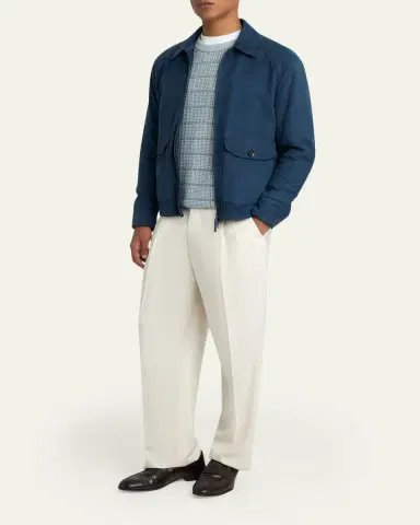 Brioni Men's Nubuck Leather Zip-Front Blouson Jacket | Thumbnail 2 Brioni Men's Nubuck Leather Zip-Front Blouson Jacket | Thumbnail 2