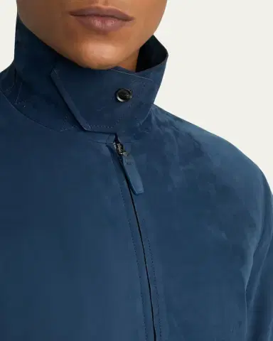 Brioni Men's Nubuck Leather Zip-Front Blouson Jacket | Thumbnail 5 Brioni Men's Nubuck Leather Zip-Front Blouson Jacket | Thumbnail 5