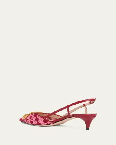Valentino Garavani 10mm VLogo Crochet and Leather Slingback Pumps | Thumbnail 4 Valentino Garavani 10mm VLogo Crochet and Leather Slingback Pumps | Thumbnail 4