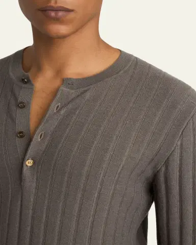 Brioni Men's Cashmere/Silk Henley Sweater | Thumbnail 5 Brioni Men's Cashmere/Silk Henley Sweater | Thumbnail 5
