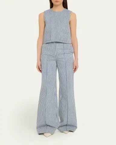 Adam Lippes Ludlow Striped Twill Sleeveless Top | Thumbnail 2 Adam Lippes Ludlow Striped Twill Sleeveless Top | Thumbnail 2