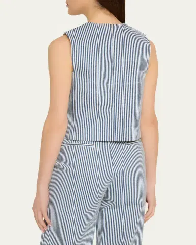 Adam Lippes Ludlow Striped Twill Sleeveless Top | Thumbnail 3 Adam Lippes Ludlow Striped Twill Sleeveless Top | Thumbnail 3