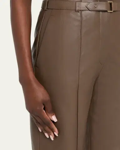 Giorgio Armani Belted Nappa Lambskin Straight-Leg Pants | Thumbnail 5 Giorgio Armani Belted Nappa Lambskin Straight-Leg Pants | Thumbnail 5