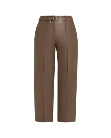 Giorgio Armani Belted Nappa Lambskin Straight-Leg Pants | Thumbnail 1 Giorgio Armani Belted Nappa Lambskin Straight-Leg Pants | Thumbnail 1
