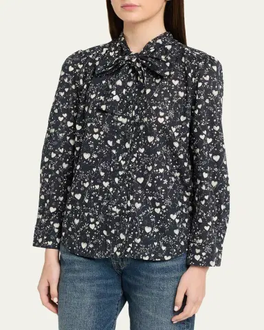 R13 Long-Sleeve Tie-Neck Cotton Shirt | Thumbnail 4 R13 Long-Sleeve Tie-Neck Cotton Shirt | Thumbnail 4