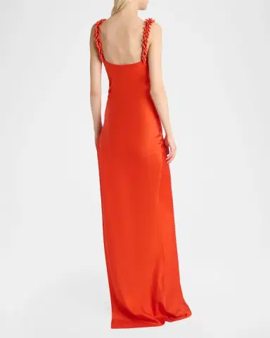 Balmain Embroidered Strap Silk Column Dress | Thumbnail 7 Balmain Embroidered Strap Silk Column Dress | Thumbnail 7