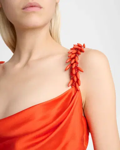 Balmain Embroidered Strap Silk Column Dress | Thumbnail 9 Balmain Embroidered Strap Silk Column Dress | Thumbnail 9