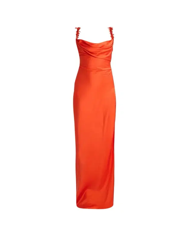 Embroidered Strap Silk Column Dress Embroidered Strap Silk Column Dress