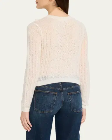 LoveShackFancy Melisse Eyelet Ruffle Cardigan | Thumbnail 3 LoveShackFancy Melisse Eyelet Ruffle Cardigan | Thumbnail 3