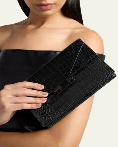 Tom Ford Small Croc-Embossed Leather T-Clasp Clutch Bag | Thumbnail 2 Tom Ford Small Croc-Embossed Leather T-Clasp Clutch Bag | Thumbnail 2