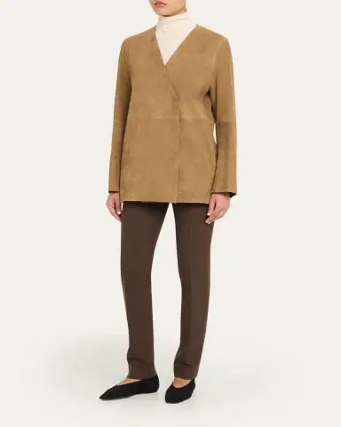 Toteme V-Neck Suede Blazer | Thumbnail 2 Toteme V-Neck Suede Blazer | Thumbnail 2