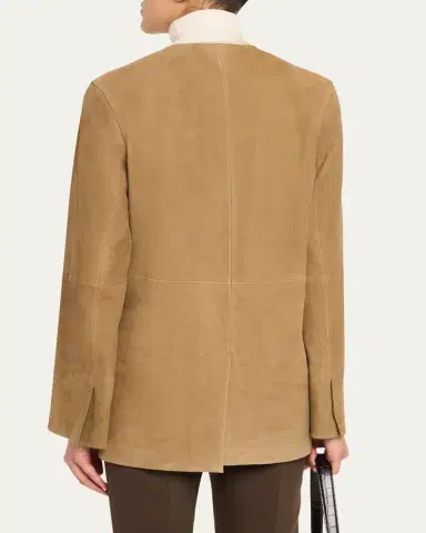 Toteme V-Neck Suede Blazer | Thumbnail 3 Toteme V-Neck Suede Blazer | Thumbnail 3