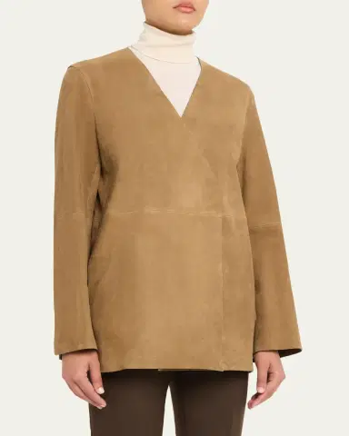 Toteme V-Neck Suede Blazer | Thumbnail 4 Toteme V-Neck Suede Blazer | Thumbnail 4