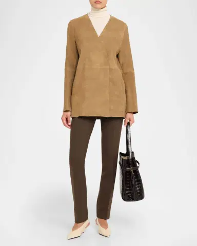 Toteme V-Neck Suede Blazer | Thumbnail 6 Toteme V-Neck Suede Blazer | Thumbnail 6