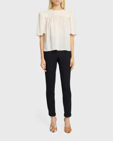 Chloé Strong-Shoulder Floral Silk Jacquard Top | Thumbnail 6 Chloé Strong-Shoulder Floral Silk Jacquard Top | Thumbnail 6