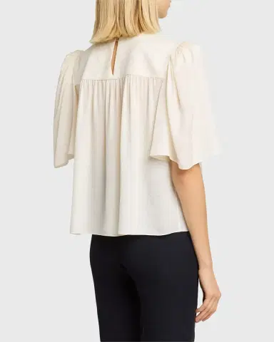 Chloé Strong-Shoulder Floral Silk Jacquard Top | Thumbnail 7 Chloé Strong-Shoulder Floral Silk Jacquard Top | Thumbnail 7