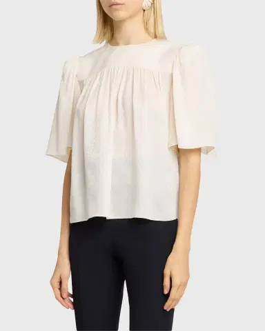 Chloé Strong-Shoulder Floral Silk Jacquard Top | Thumbnail 8 Chloé Strong-Shoulder Floral Silk Jacquard Top | Thumbnail 8