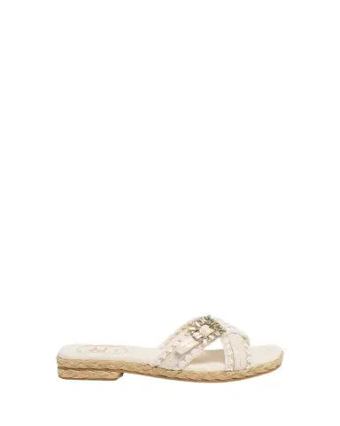 Roger Vivier Raffia & Leather Espadrille Sandals with Strass Buckle | Thumbnail 1 Roger Vivier Raffia & Leather Espadrille Sandals with Strass Buckle | Thumbnail 1