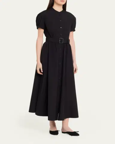 Lafayette 148 New York Puff-Sleeve Organic Cotton Poplin Midi Dress | Thumbnail 4 Lafayette 148 New York Puff-Sleeve Organic Cotton Poplin Midi Dress | Thumbnail 4