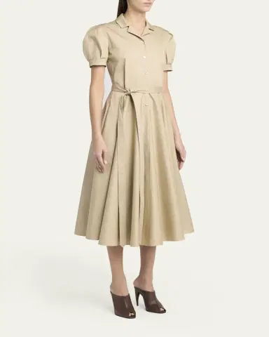 McQueen Responsible Cotton Puff-Sleeve Midi Shirtdress | Thumbnail 4 McQueen Responsible Cotton Puff-Sleeve Midi Shirtdress | Thumbnail 4