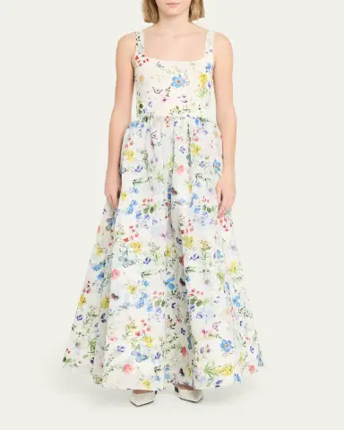 Alice + Olivia Chara Square-Neck Maxi Dress | Thumbnail 2 Alice + Olivia Chara Square-Neck Maxi Dress | Thumbnail 2