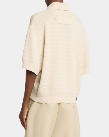 Jacquemus Men's Cotton and Silk Herringbone Knit Polo Sweater | Thumbnail 7 Jacquemus Men's Cotton and Silk Herringbone Knit Polo Sweater | Thumbnail 7