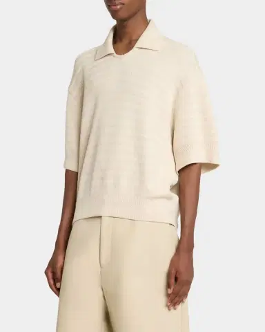 Jacquemus Men's Cotton and Silk Herringbone Knit Polo Sweater | Thumbnail 8 Jacquemus Men's Cotton and Silk Herringbone Knit Polo Sweater | Thumbnail 8