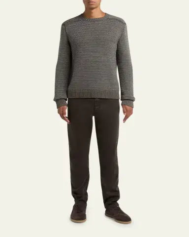 ZEGNA Men's Silk, Linen and Cashmere Ribbed Crewneck Sweater | Thumbnail 2 ZEGNA Men's Silk, Linen and Cashmere Ribbed Crewneck Sweater | Thumbnail 2