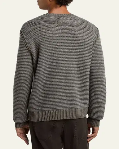 ZEGNA Men's Silk, Linen and Cashmere Ribbed Crewneck Sweater | Thumbnail 3 ZEGNA Men's Silk, Linen and Cashmere Ribbed Crewneck Sweater | Thumbnail 3