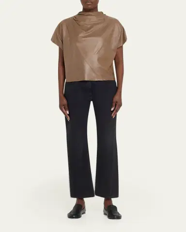 TWP Leather Mock-Neck Tee | Thumbnail 2 TWP Leather Mock-Neck Tee | Thumbnail 2