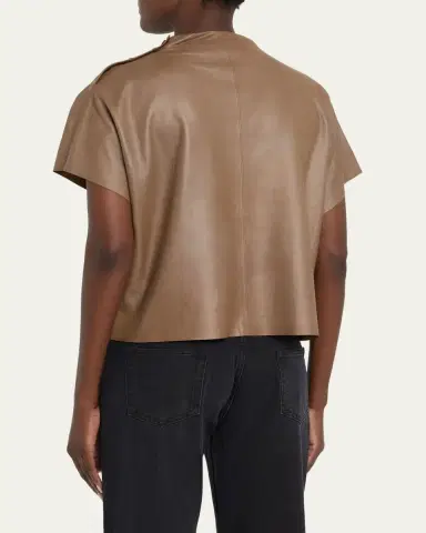 TWP Leather Mock-Neck Tee | Thumbnail 3 TWP Leather Mock-Neck Tee | Thumbnail 3