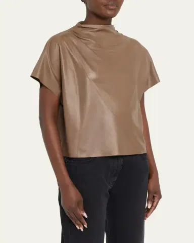 TWP Leather Mock-Neck Tee | Thumbnail 4 TWP Leather Mock-Neck Tee | Thumbnail 4