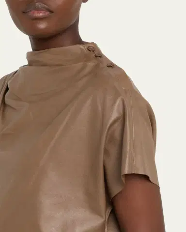 TWP Leather Mock-Neck Tee | Thumbnail 5 TWP Leather Mock-Neck Tee | Thumbnail 5