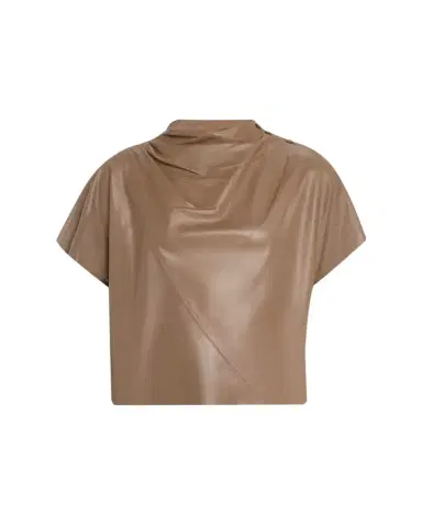 TWP Leather Mock-Neck Tee | Thumbnail 1 TWP Leather Mock-Neck Tee | Thumbnail 1