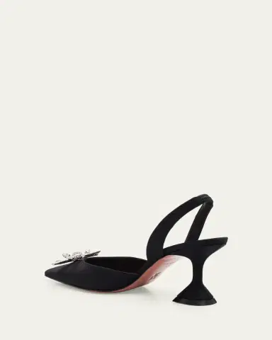 Amina Muaddi 70mm Rosie Embellished Satin Slingback Pumps | Thumbnail 2 Amina Muaddi 70mm Rosie Embellished Satin Slingback Pumps | Thumbnail 2